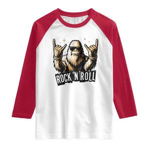 Funny Bigfoot Rock N Roll Raglan Shirt Music Lover Sasquatch TS12 White Red Print Your Wear