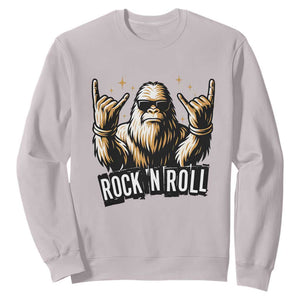 Funny Bigfoot Rock N Roll Sweatshirt Music Lover Sasquatch TS12 Ice Gray Print Your Wear