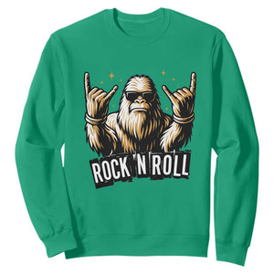 Funny Bigfoot Rock N Roll Sweatshirt Music Lover Sasquatch TS12 Irish Green Print Your Wear