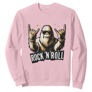 Funny Bigfoot Rock N Roll Sweatshirt Music Lover Sasquatch TS12 Light Pink Print Your Wear