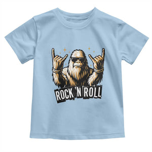 Funny Bigfoot Rock N Roll Toddler T Shirt Music Lover Sasquatch TS12 Light Blue Print Your Wear