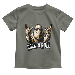 Funny Bigfoot Rock N Roll Toddler T Shirt Music Lover Sasquatch TS12 Military Green Print Your Wear