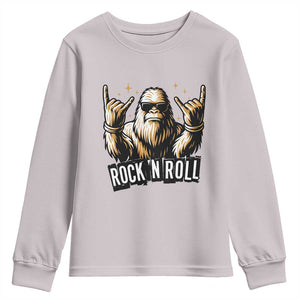 Funny Bigfoot Rock N Roll Youth Sweatshirt Music Lover Sasquatch TS12 Ice Gray Print Your Wear