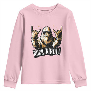 Funny Bigfoot Rock N Roll Youth Sweatshirt Music Lover Sasquatch TS12 Light Pink Print Your Wear