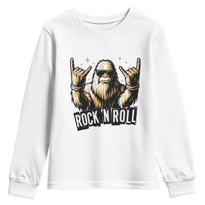 Funny Bigfoot Rock N Roll Youth Sweatshirt Music Lover Sasquatch TS12 White Print Your Wear