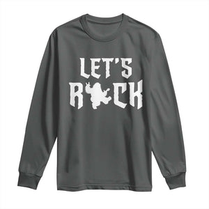 Bigfoot Rock N Roll Long Sleeve Shirt Funny Lets Rock Music Lover TS12 Dark Heather Print Your Wear