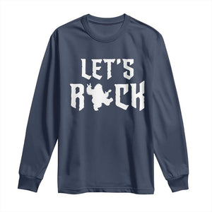 Bigfoot Rock N Roll Long Sleeve Shirt Funny Lets Rock Music Lover TS12 Navy Print Your Wear