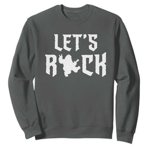 Bigfoot Rock N Roll Sweatshirt Funny Lets Rock Music Lover TS12 Dark Heather Print Your Wear