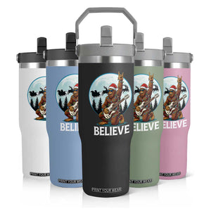 Christmas Bigfoot Flip Straw Tumbler Believe Funny Santa Rock N Roll TS12 Print Your Wear