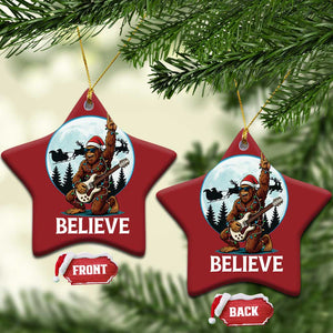 Xmas Bigfoot Christmas Ornament Believe Funny Santa Rock N Roll TS12 Star Red Print Your Wear