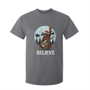 Christmas Bigfoot T Shirt For Kid Believe Funny Santa Rock N Roll TS12 Charcoal Print Your Wear