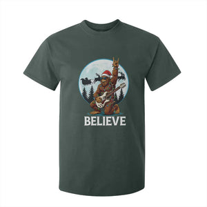 Christmas Bigfoot T Shirt For Kid Believe Funny Santa Rock N Roll TS12 Dark Forest Green Print Your Wear