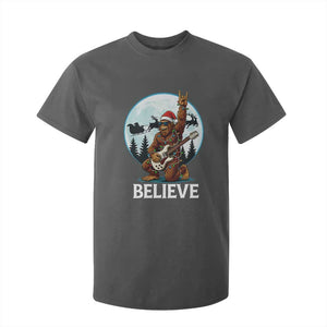 Christmas Bigfoot T Shirt For Kid Believe Funny Santa Rock N Roll TS12 Dark Heather Print Your Wear