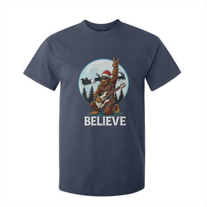 Christmas Bigfoot T Shirt For Kid Believe Funny Santa Rock N Roll TS12 Navy Print Your Wear