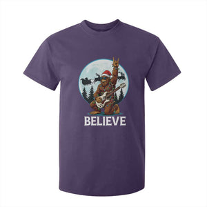 Christmas Bigfoot T Shirt For Kid Believe Funny Santa Rock N Roll TS12 Purple Print Your Wear