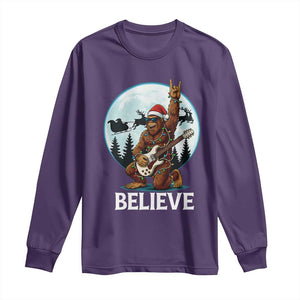 Christmas Bigfoot Long Sleeve Shirt Believe Funny Santa Rock N Roll TS12 Purple Print Your Wear