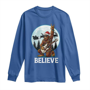 Christmas Bigfoot Long Sleeve Shirt Believe Funny Santa Rock N Roll TS12 Royal Blue Print Your Wear