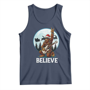Christmas Bigfoot Tank Top Believe Funny Santa Rock N Roll TS12 Navy Print Your Wear