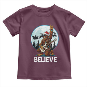Christmas Bigfoot Toddler T Shirt Believe Funny Santa Rock N Roll TS12 Maroon Print Your Wear