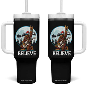 Christmas Bigfoot Tumbler With Handle Believe Funny Santa Rock N Roll TS12 One Size: 40 oz Black Print Your Wear