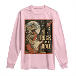 Funny Rock And Roll Long Sleeve Shirt Cat Playing Electric Guitar Music Lover TS12 Light Pink Print Your Wear