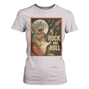 Funny Rock And Roll T Shirt For Women Cat Playing Electric Guitar Music Lover TS12 Ice Gray Print Your Wear