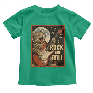 Funny Rock And Roll Toddler T Shirt Cat Playing Electric Guitar Music Lover TS12 Irish Green Print Your Wear