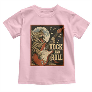 Funny Rock And Roll Toddler T Shirt Cat Playing Electric Guitar Music Lover TS12 Light Pink Print Your Wear