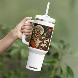 Funny Rock And Roll Tumbler With Handle Cat Playing Electric Guitar Music Lover TS12 Print Your Wear
