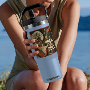 Funny Rock And Roll Flip Straw Tumbler Cat Playing Electric Guitar Music Lover TS12 One Size: 30 oz Light Blue Print Your Wear