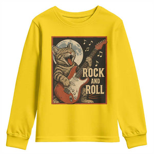 Funny Rock And Roll Youth Sweatshirt Cat Playing Electric Guitar Music Lover TS12 Daisy Print Your Wear