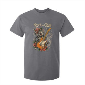 Funny Rock Star Cat Playing Electric Guitar T Shirt For Kid Music Lover TS12 Charcoal Print Your Wear