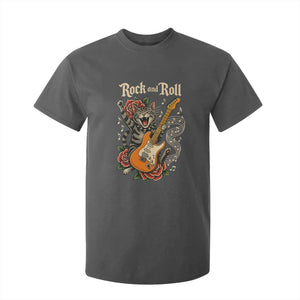 Funny Rock Star Cat Playing Electric Guitar T Shirt For Kid Music Lover TS12 Dark Heather Print Your Wear