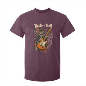 Funny Rock Star Cat Playing Electric Guitar T Shirt For Kid Music Lover TS12 Maroon Print Your Wear