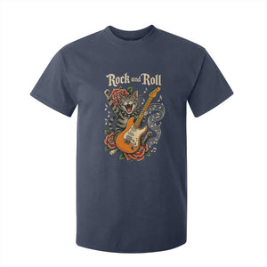 Funny Rock Star Cat Playing Electric Guitar T Shirt For Kid Music Lover TS12 Navy Print Your Wear