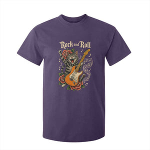 Funny Rock Star Cat Playing Electric Guitar T Shirt For Kid Music Lover TS12 Purple Print Your Wear