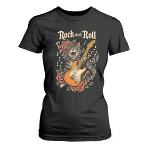 Funny Rock Star Cat Playing Electric Guitar T Shirt For Women Music Lover TS12 Black Print Your Wear