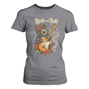 Funny Rock Star Cat Playing Electric Guitar T Shirt For Women Music Lover TS12 Charcoal Print Your Wear