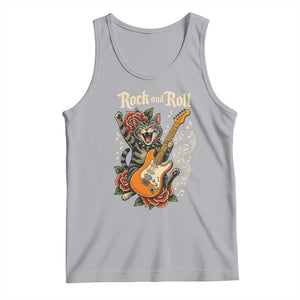 Funny Rock Star Cat Playing Electric Guitar Tank Top Music Lover TS12 Athletic Heather Print Your Wear