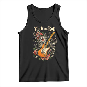 Funny Rock Star Cat Playing Electric Guitar Tank Top Music Lover TS12 Black Print Your Wear