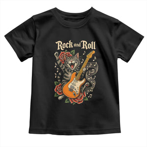 Funny Rock Star Cat Playing Electric Guitar Toddler T Shirt Music Lover TS12 Black Print Your Wear