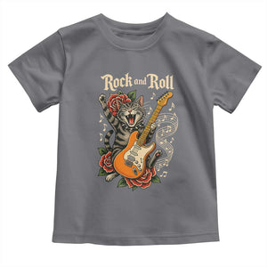 Funny Rock Star Cat Playing Electric Guitar Toddler T Shirt Music Lover TS12 Charcoal Print Your Wear