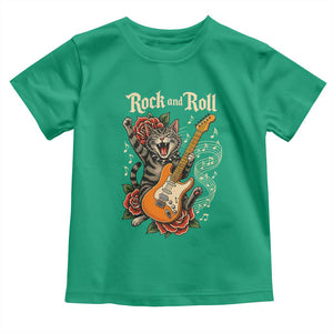 Funny Rock Star Cat Playing Electric Guitar Toddler T Shirt Music Lover TS12 Irish Green Print Your Wear