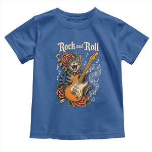 Funny Rock Star Cat Playing Electric Guitar Toddler T Shirt Music Lover TS12 Royal Blue Print Your Wear