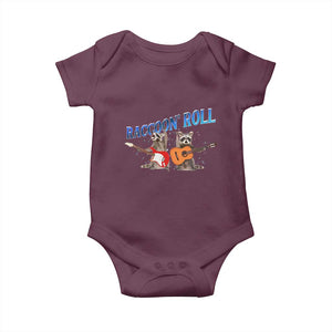 Raccoon Rock And Roll Baby Onesie Funny Rock Band Playing Guitar Electric Music Lover TS12 Maroon Print Your Wear