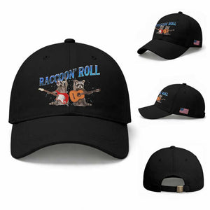 Raccoon Rock And Roll Baseball Cap Funny Rock Band Playing Guitar Electric Music Lover TS12 Baseball Cap Universal Fit Black Print Your Wear