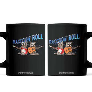 Raccoon Rock And Roll Coffee Mug Funny Rock Band Playing Guitar Electric Music Lover TS12 Black Print Your Wear