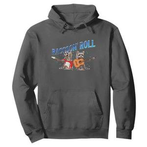 Raccoon Rock And Roll Hoodie Funny Rock Band Playing Guitar Electric Music Lover TS12 Dark Heather Print Your Wear