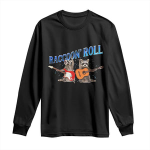 Raccoon Rock And Roll Long Sleeve Shirt Funny Rock Band Playing Guitar Electric Music Lover TS12 Black Print Your Wear
