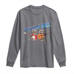 Raccoon Rock And Roll Long Sleeve Shirt Funny Rock Band Playing Guitar Electric Music Lover TS12 Charcoal Print Your Wear